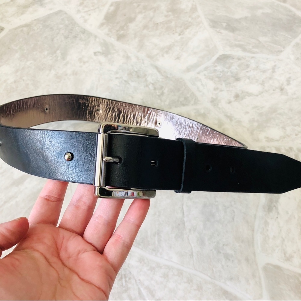 Michael Kors black chain link real leather grunge punk belt size small - Picture 2 of 8